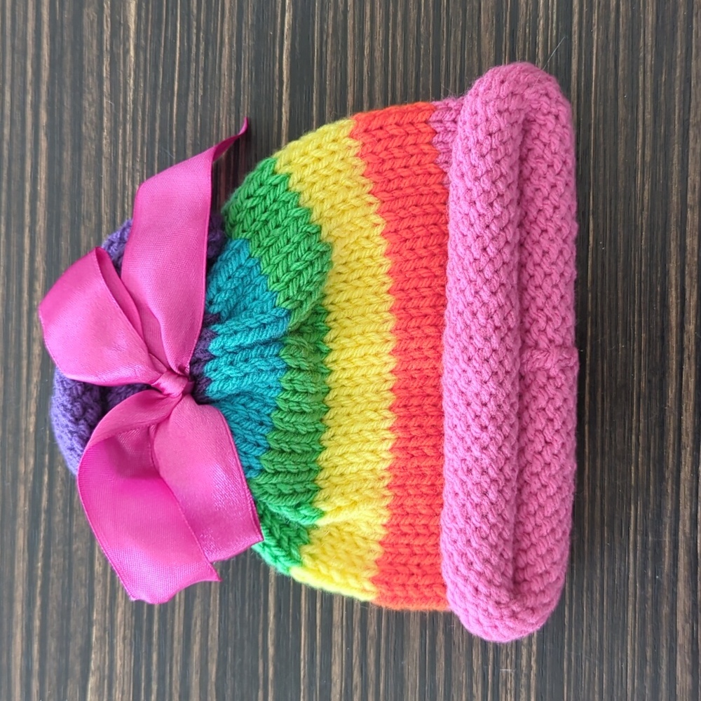 Newborn knitted rainbow hat - perfect for photoshoots